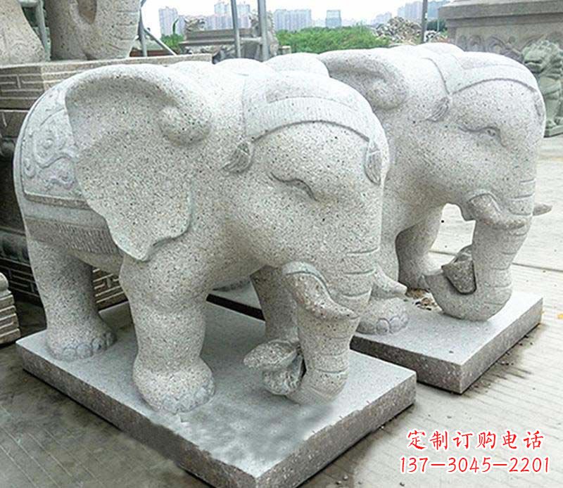 开封大理石制作的精美招财大象雕塑