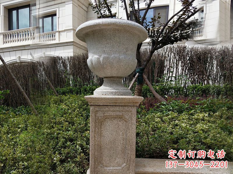 开封大理石花钵小区花盆石雕