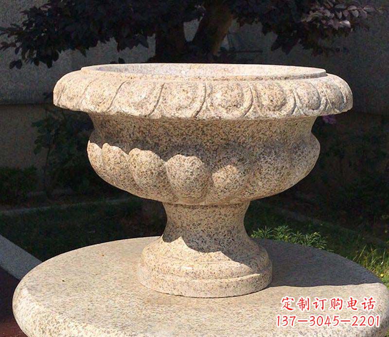 开封大理石花钵公园花盆石雕