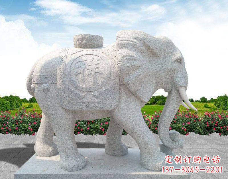 开封精美大理石大象雕塑
