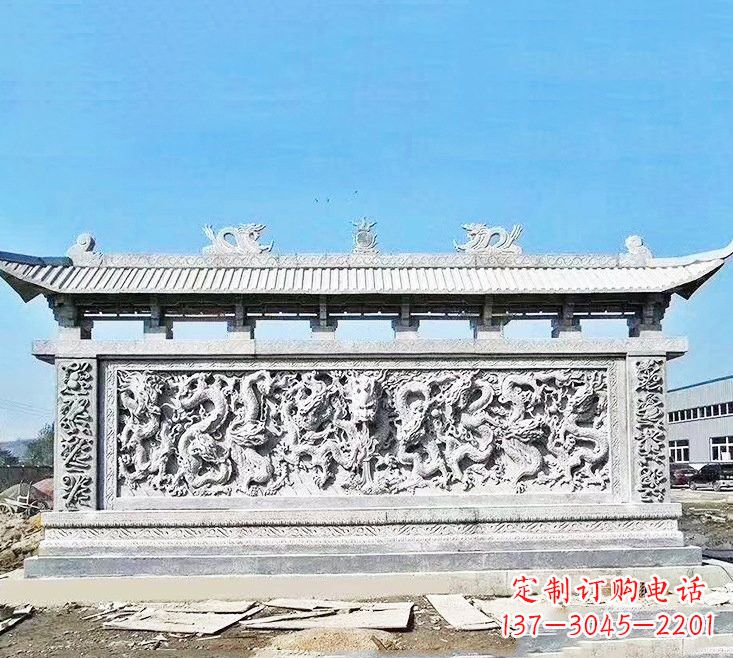开封精美大理石九龙壁雕塑