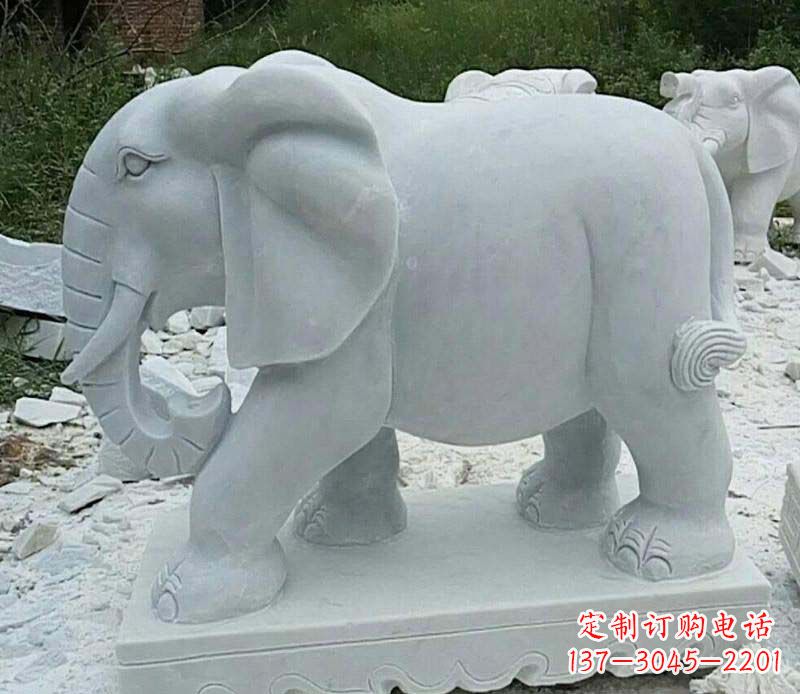 开封精雕细琢的大理石大象雕塑