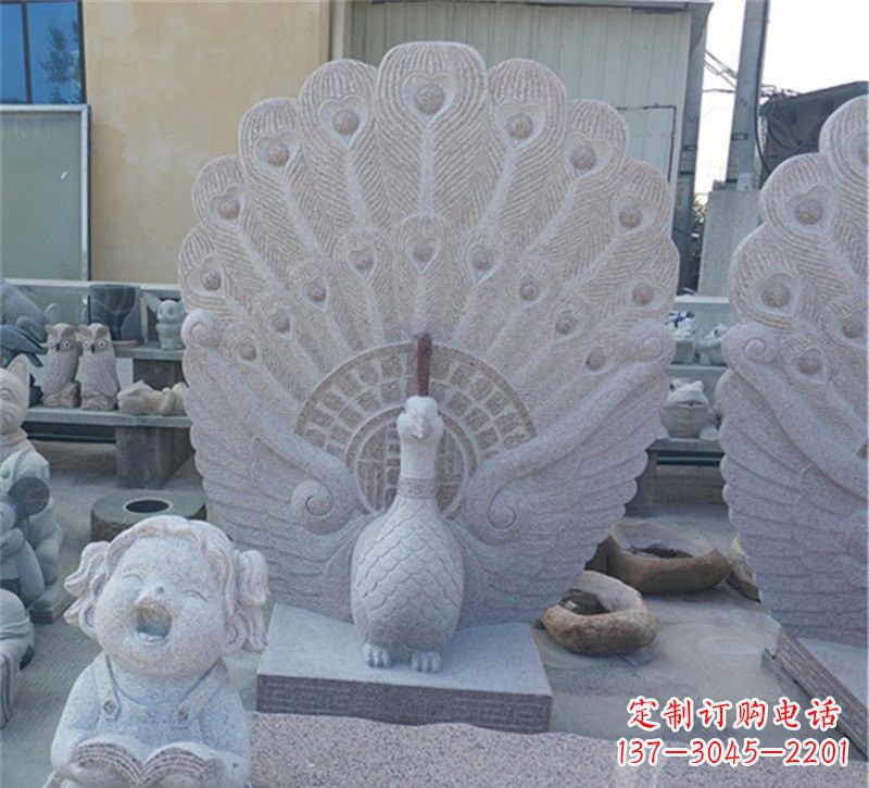 开封大理石孔雀开屏石雕