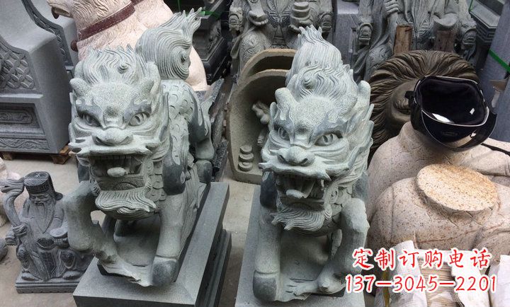 开封大理石立式麒麟门口镇宅石雕