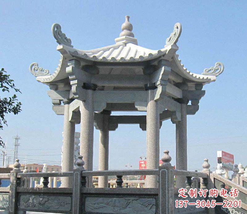 开封大理石六角凉亭石雕,为您的家园带来浪漫情怀