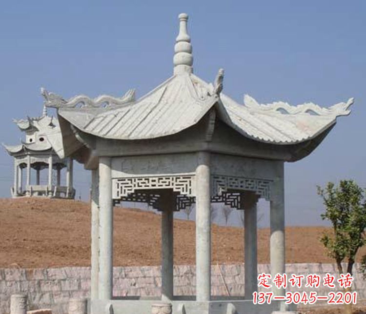 开封精美大理石六角凉亭石雕