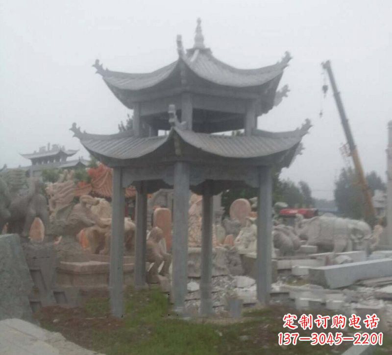 开封大理石六角凉亭石雕,精美绝伦
