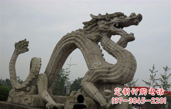 开封大理石龙雕塑,象征着力量与尊贵