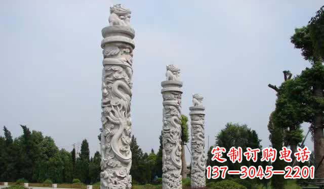 开封精美大理石龙柱雕塑