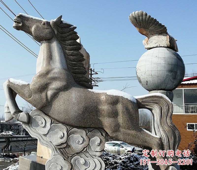开封大理石马踏祥云石雕