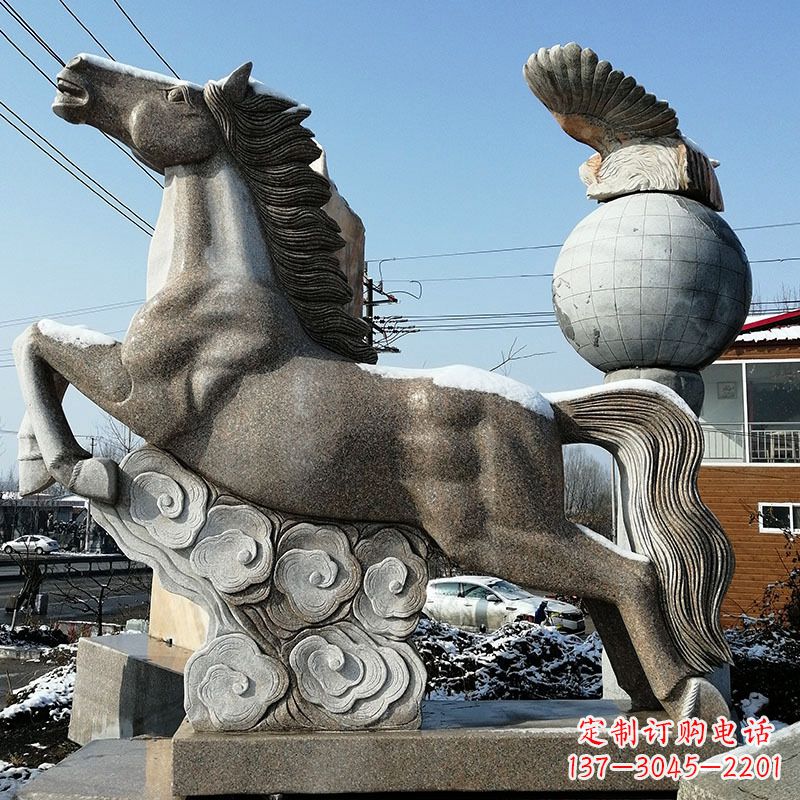 开封大理石马踏祥云雕塑