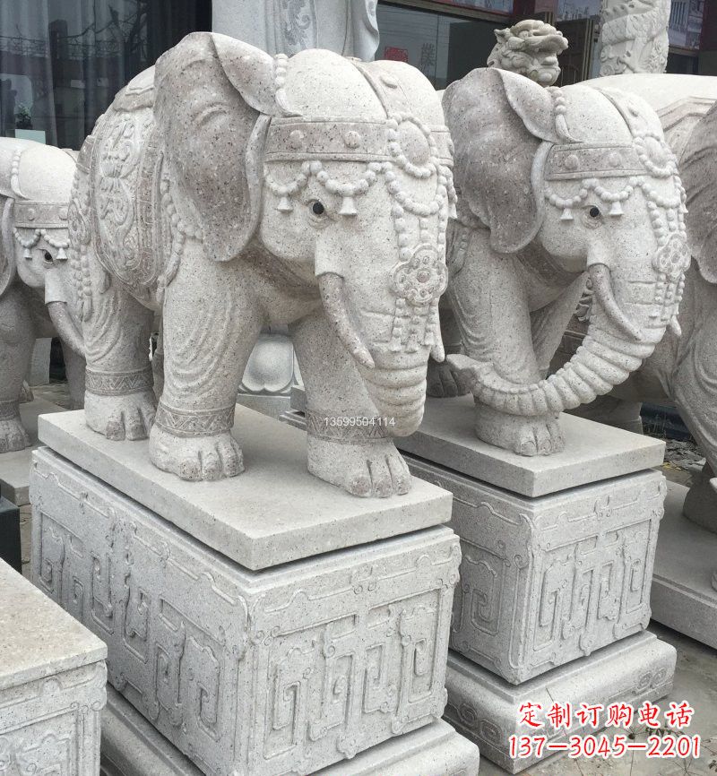 开封精美绝伦的大理石门口大象雕塑
