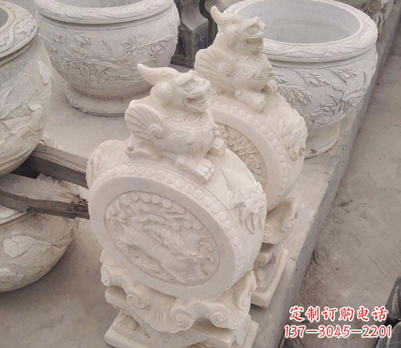 开封大理石貔貅抱鼓石雕塑