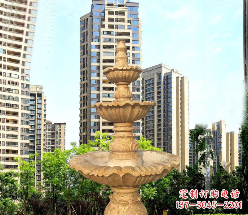 开封大理石三层喷泉公园石雕 (2)