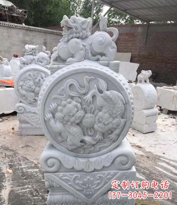 开封大理石狮子抱鼓石雕塑