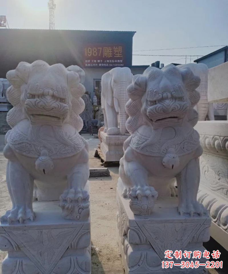 开封大理石狮子雕塑,象征威严