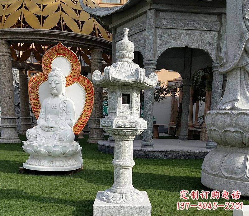 开封独特的大理石石灯笼寺庙石雕