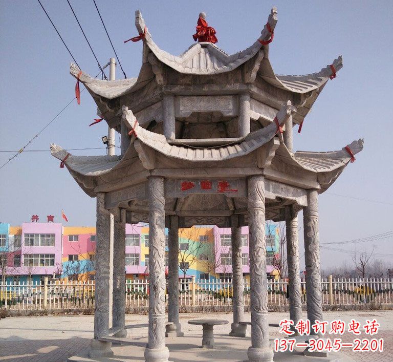开封大理石双层八角凉亭广场石雕
