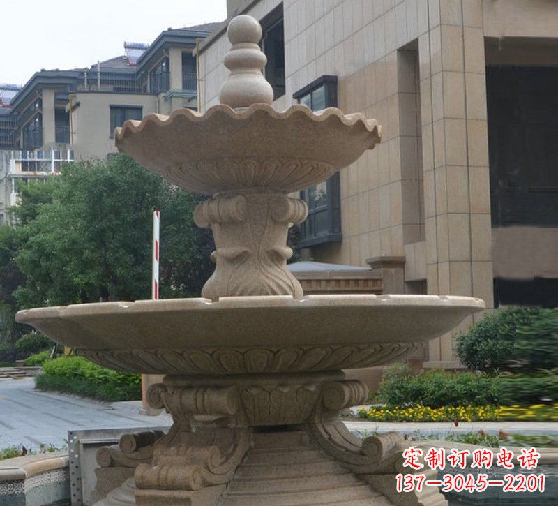 开封简约双层大理石喷泉雕塑