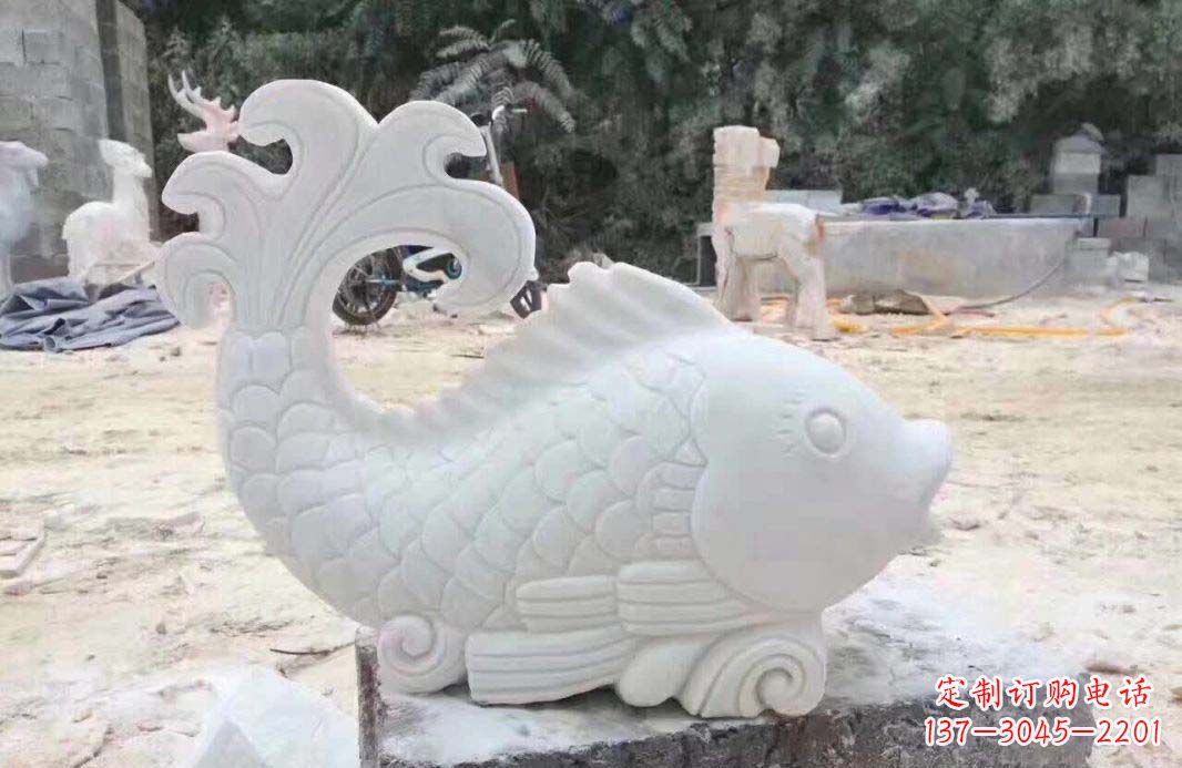 开封大理石鱼喷泉雕塑装置