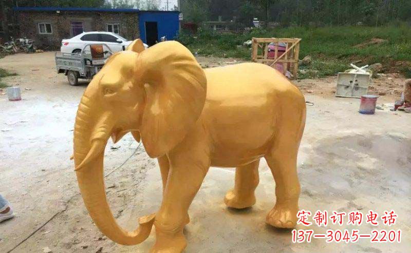 开封精美的大象玻璃钢仿铜雕塑