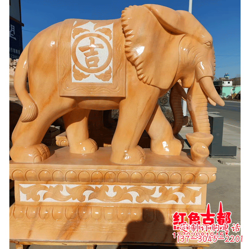 开封大象头影背墙石雕
