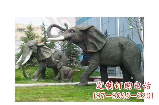 开封精美铜雕大象一家三口