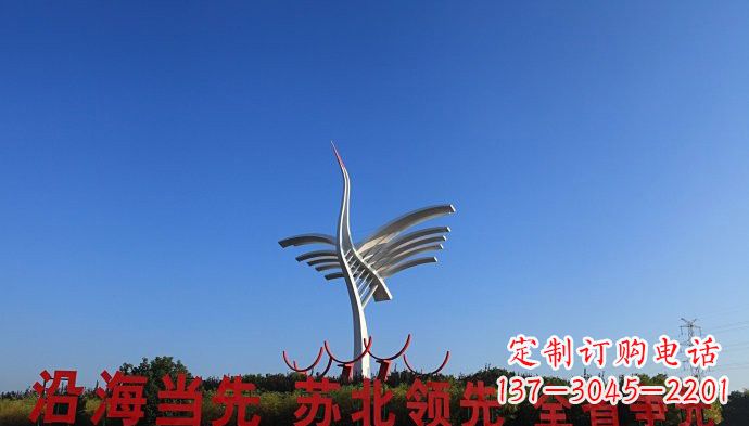 开封大型不锈钢标志性抽象仙鹤