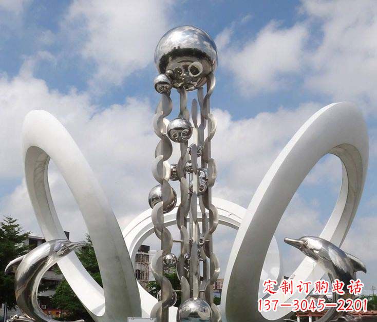 开封精致不锈钢海豚雕塑