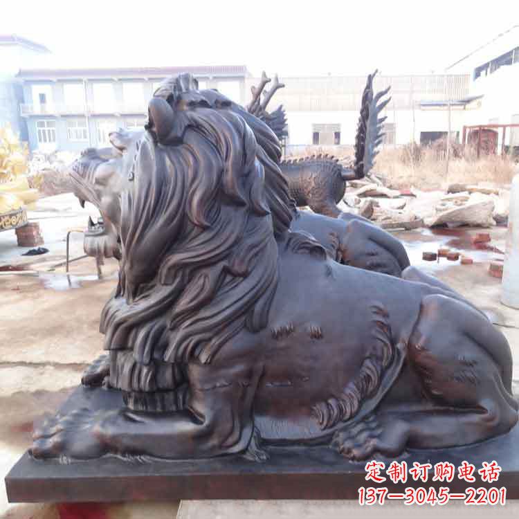 开封大型纯铜港币狮子动物雕塑