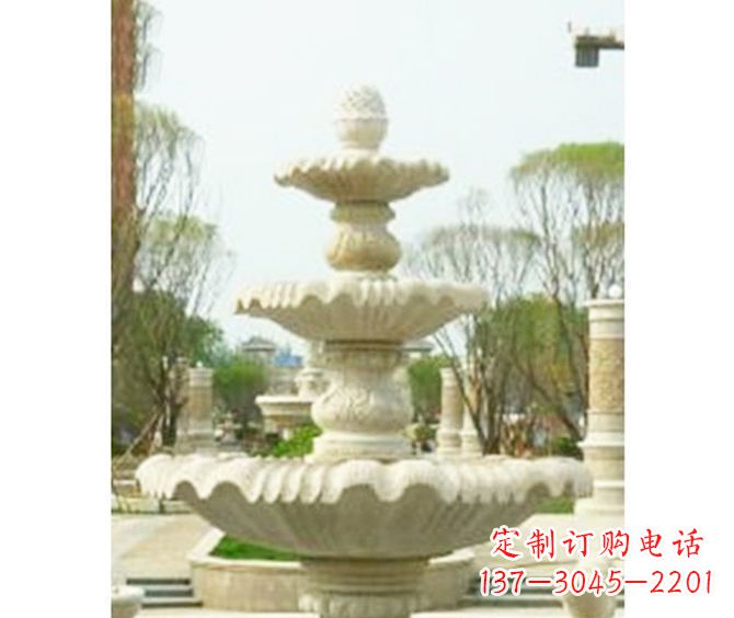 开封圆润线条的精美喷泉石雕