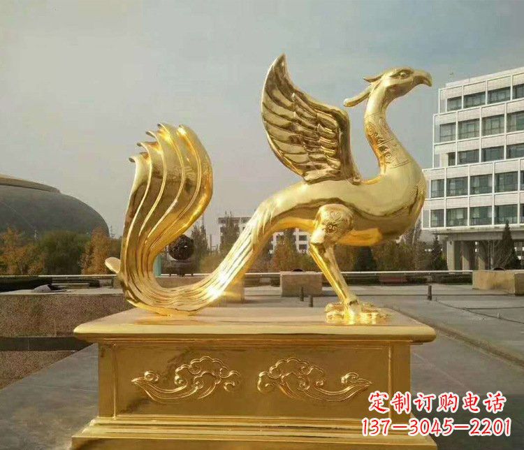 开封大型凤凰动物铜雕塑