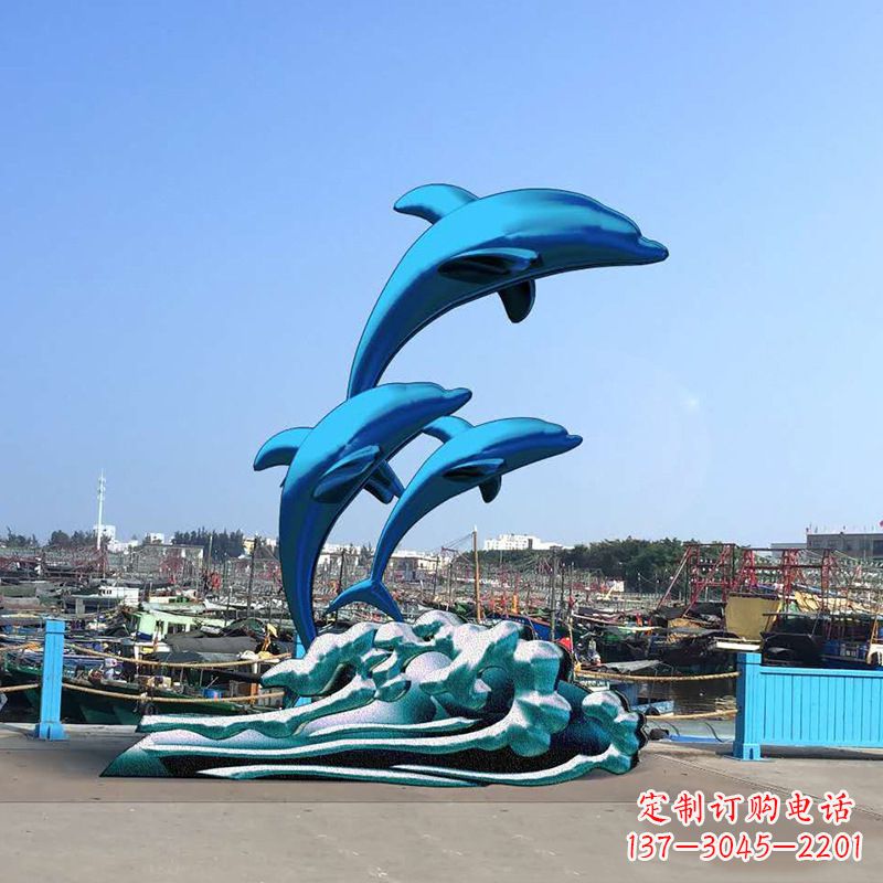 开封精美玻璃钢海豚雕塑