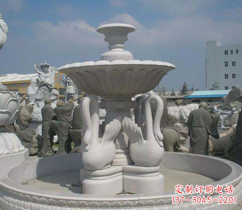 开封汉白玉高端天鹅雕塑