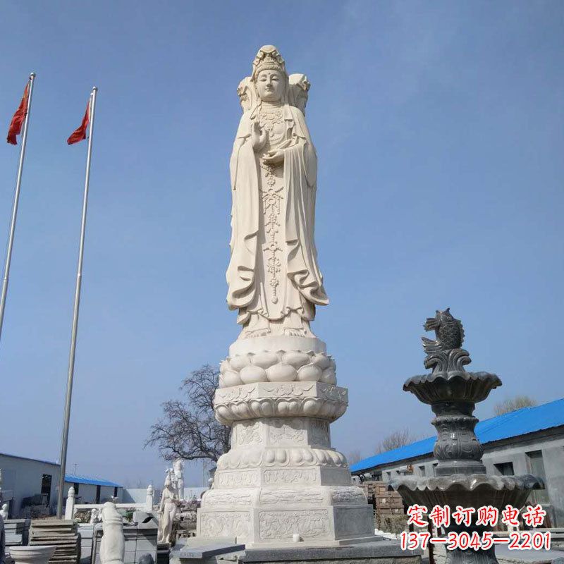 开封中领雕塑汉白玉三面观音石雕