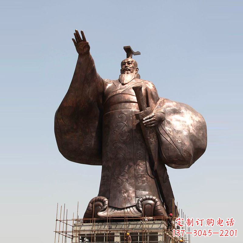 开封传承历史风采,精美秦始皇铜雕塑