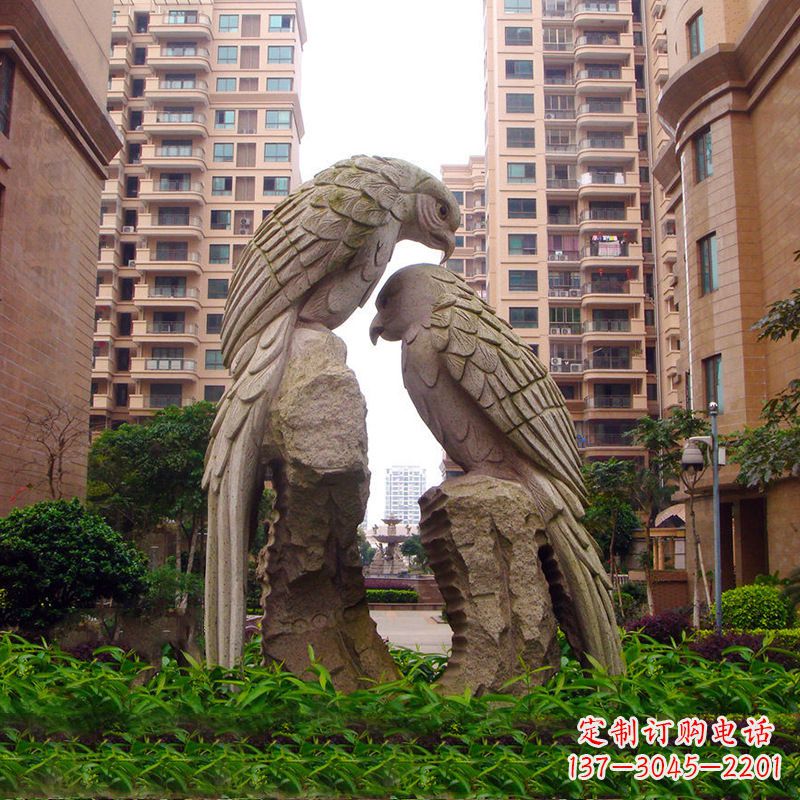 开封精美石雕鹦鹉雕塑