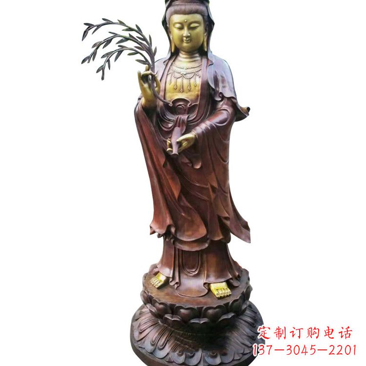 开封高贵优雅的观音铜雕塑
