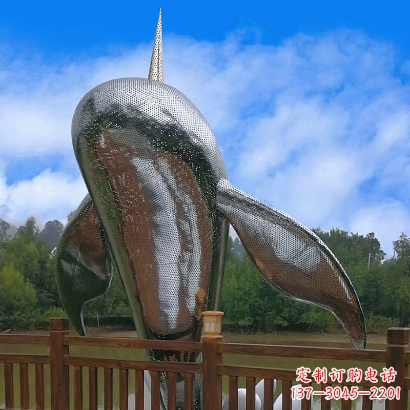 开封大型网格不锈钢鱼雕塑-公园园林水景创意动物景观雕塑