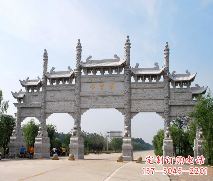 开封大型五门道路石雕牌坊