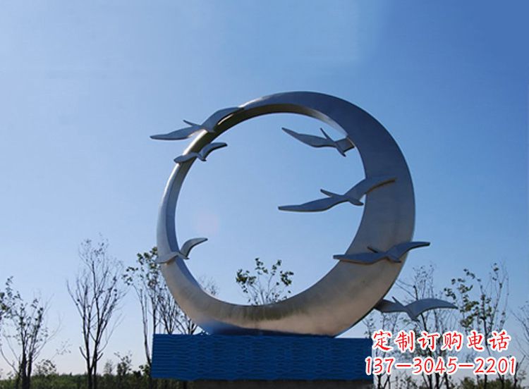 开封大雁不锈钢景观标识,公园鸟类创意雕塑
