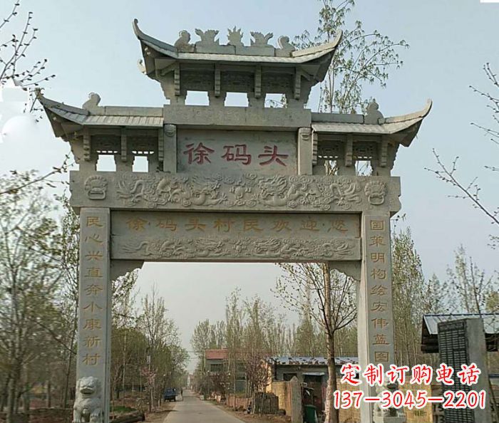 开封精美纯手工大理石牌坊雕塑