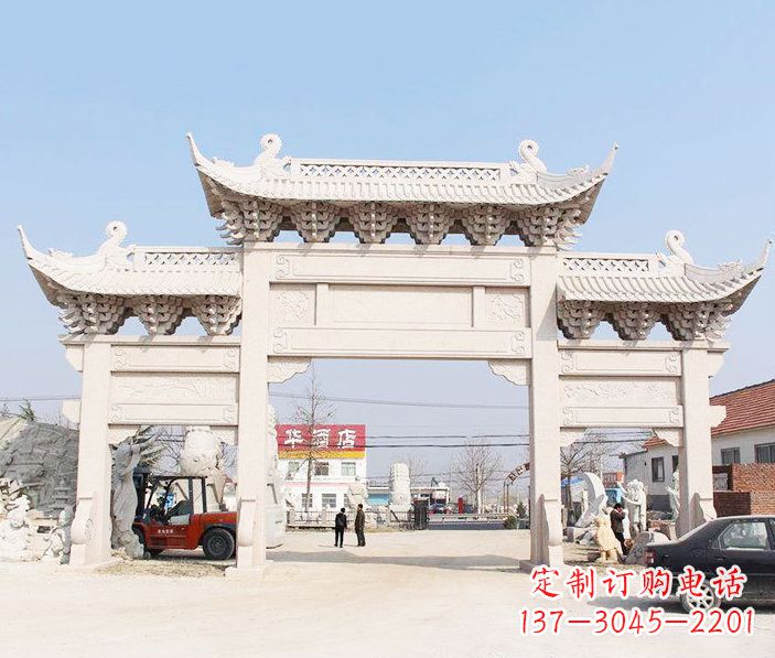 开封道路三门石牌坊石雕 (2)