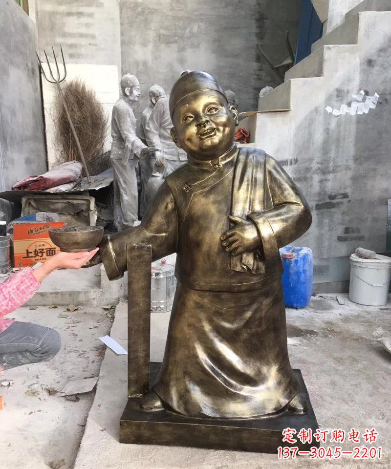 开封店小二铜雕——精美精致的人物雕塑