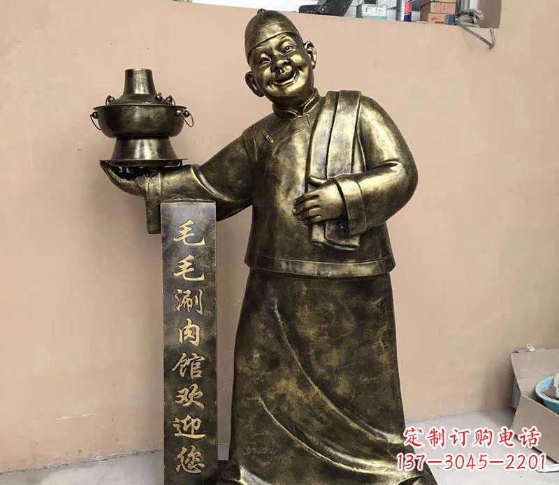 开封店小二铜雕——精致细腻的艺术之美