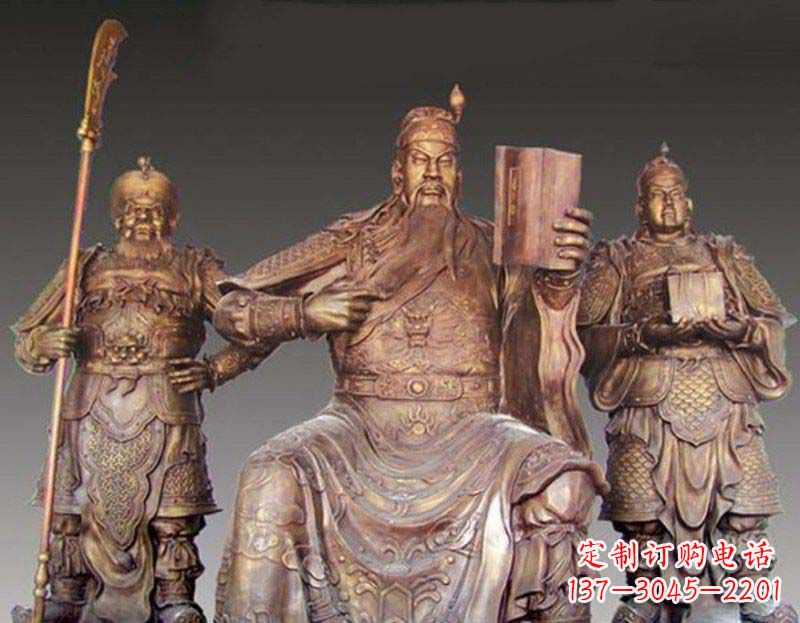 开封中领雕塑艺术以关公武财神铜雕塑荣耀家中