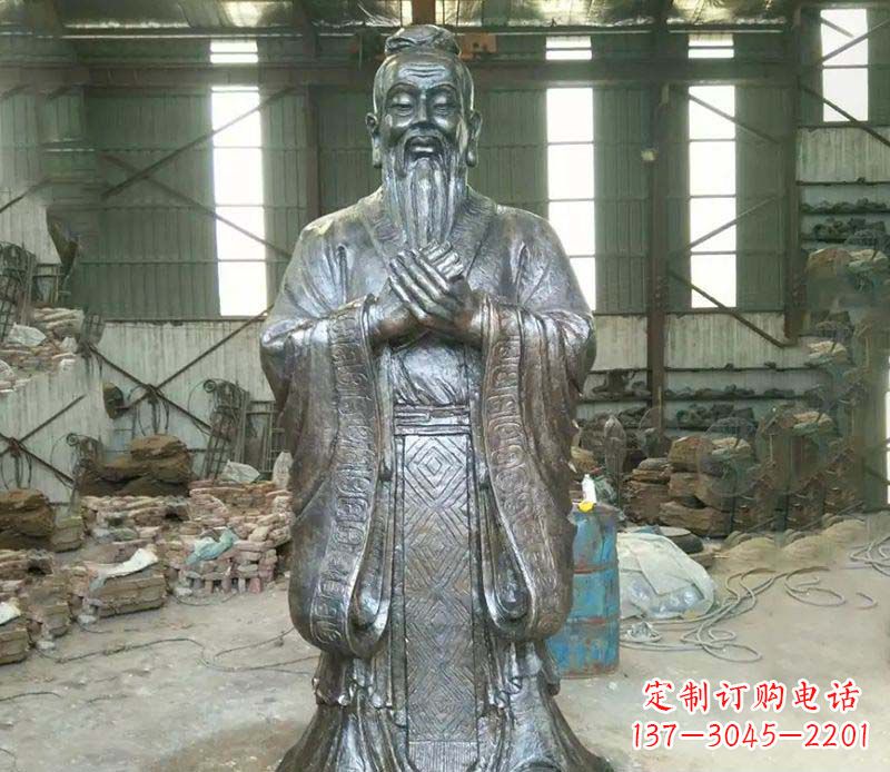 开封锻铜校园老子人物雕塑,铸就永恒的追求