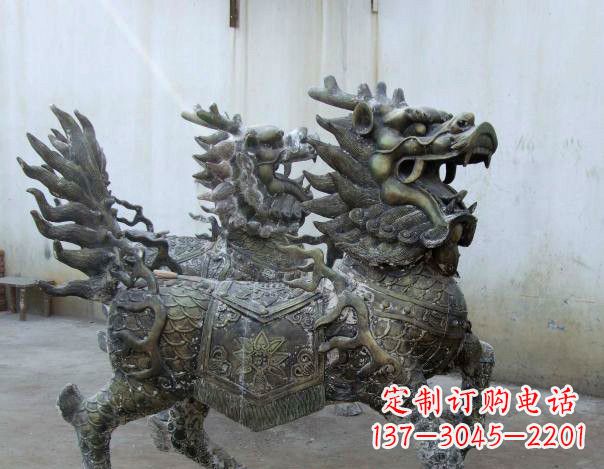 开封精致手工铜麒麟雕塑