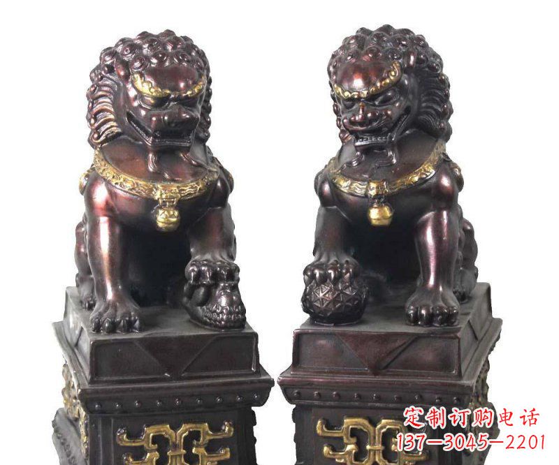 开封对狮狮子铜雕
