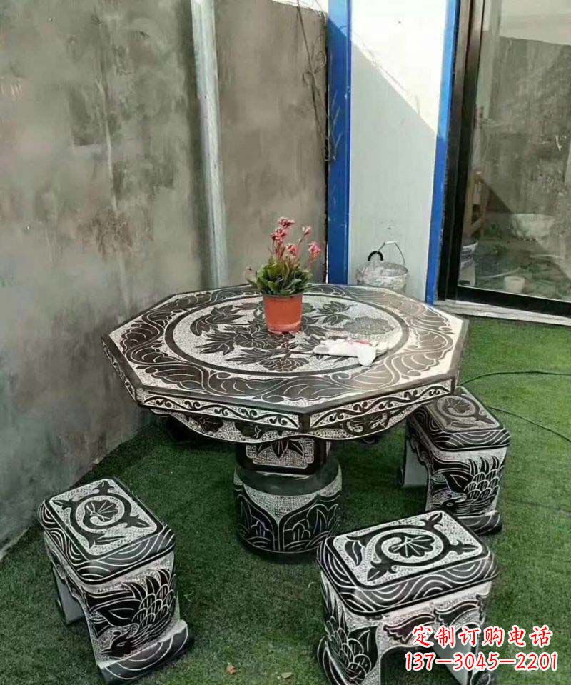 开封多边形石头桌凳雕塑